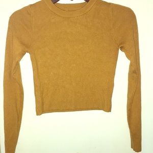 Forever 21 Crop Fitted Long Sleeve Top